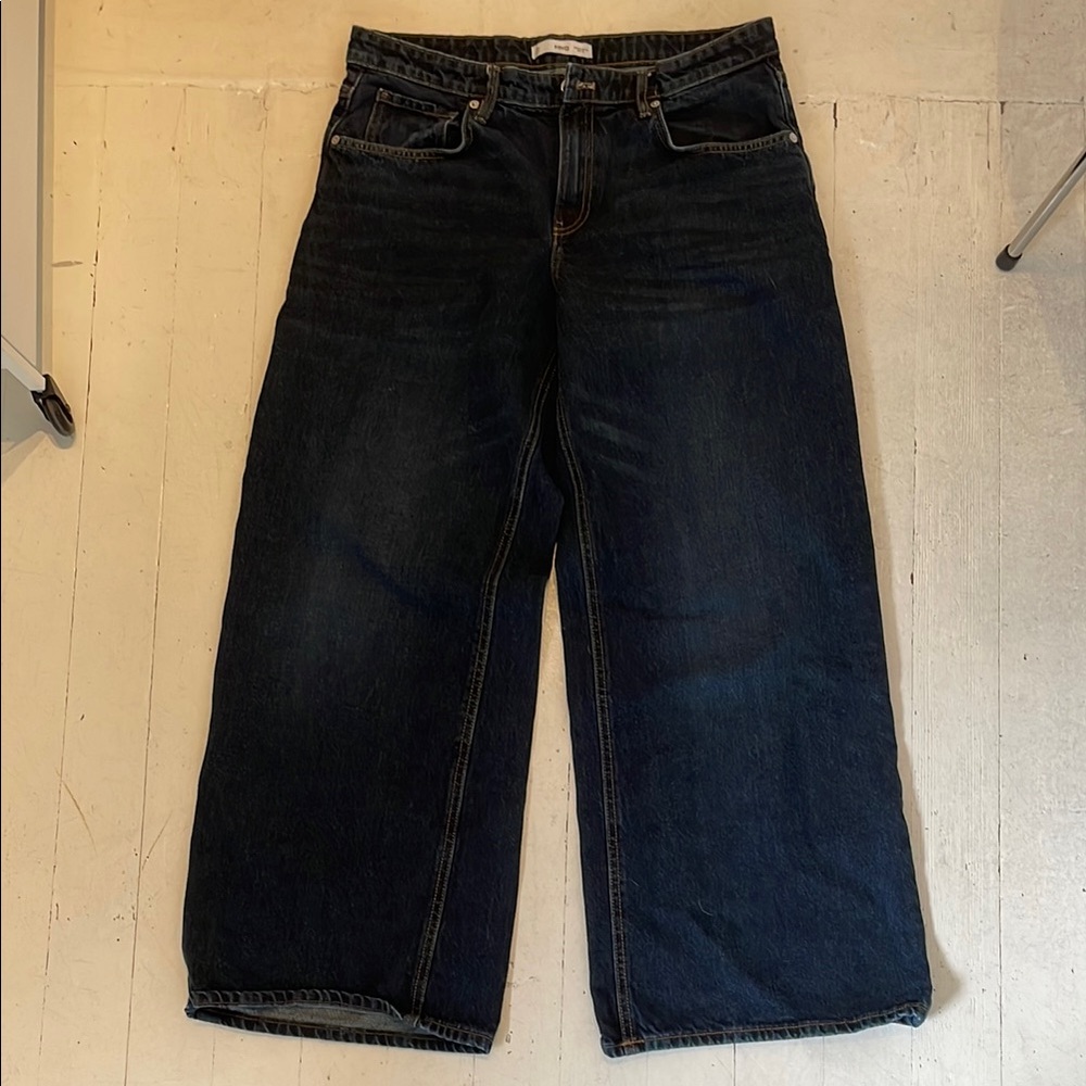 Mango Blue Flare Wide Leg Jeans